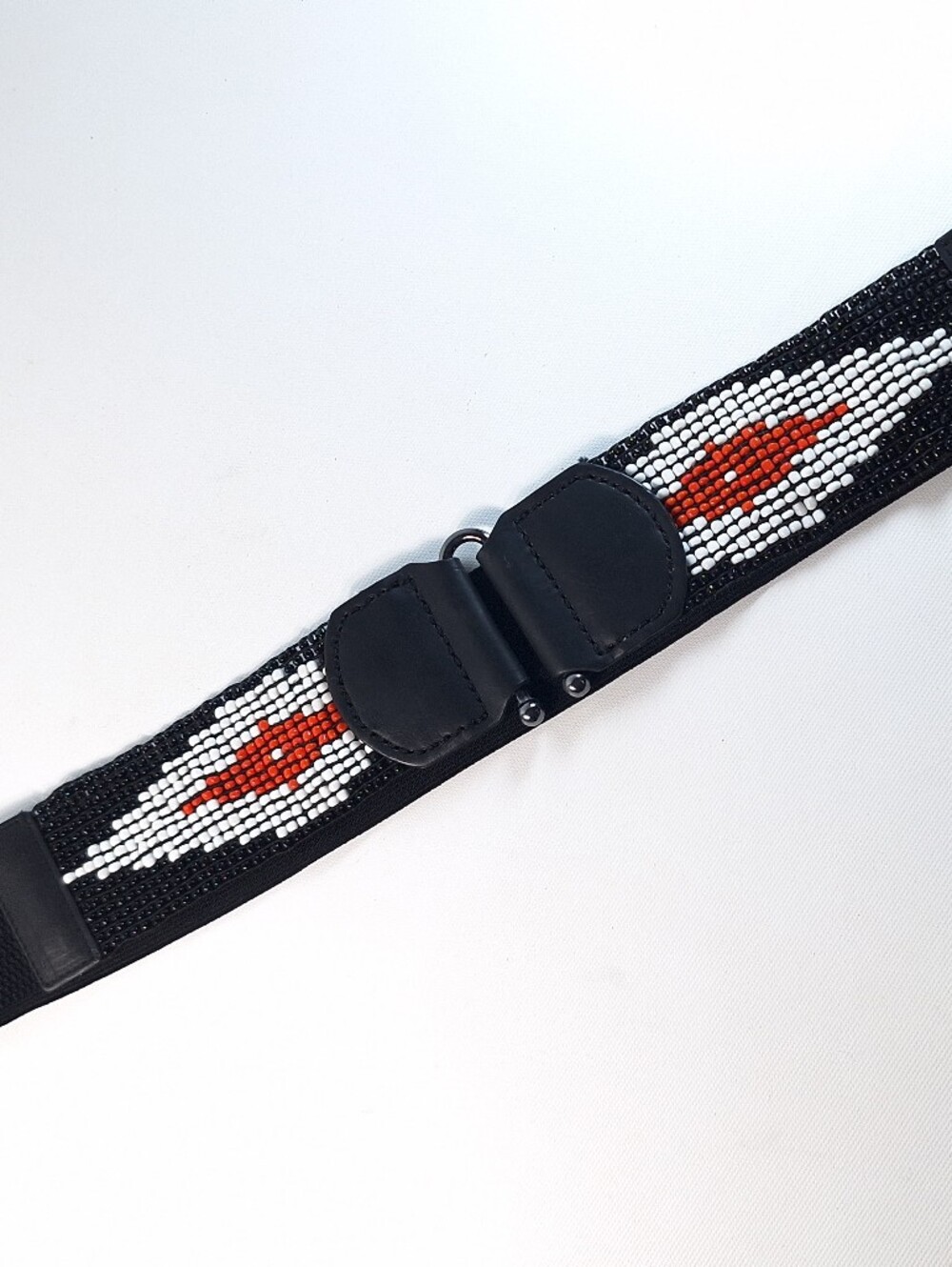 Addition Elle Plus Size 3X Black Elastic Beaded Belt Aztec Southwestern Boho
